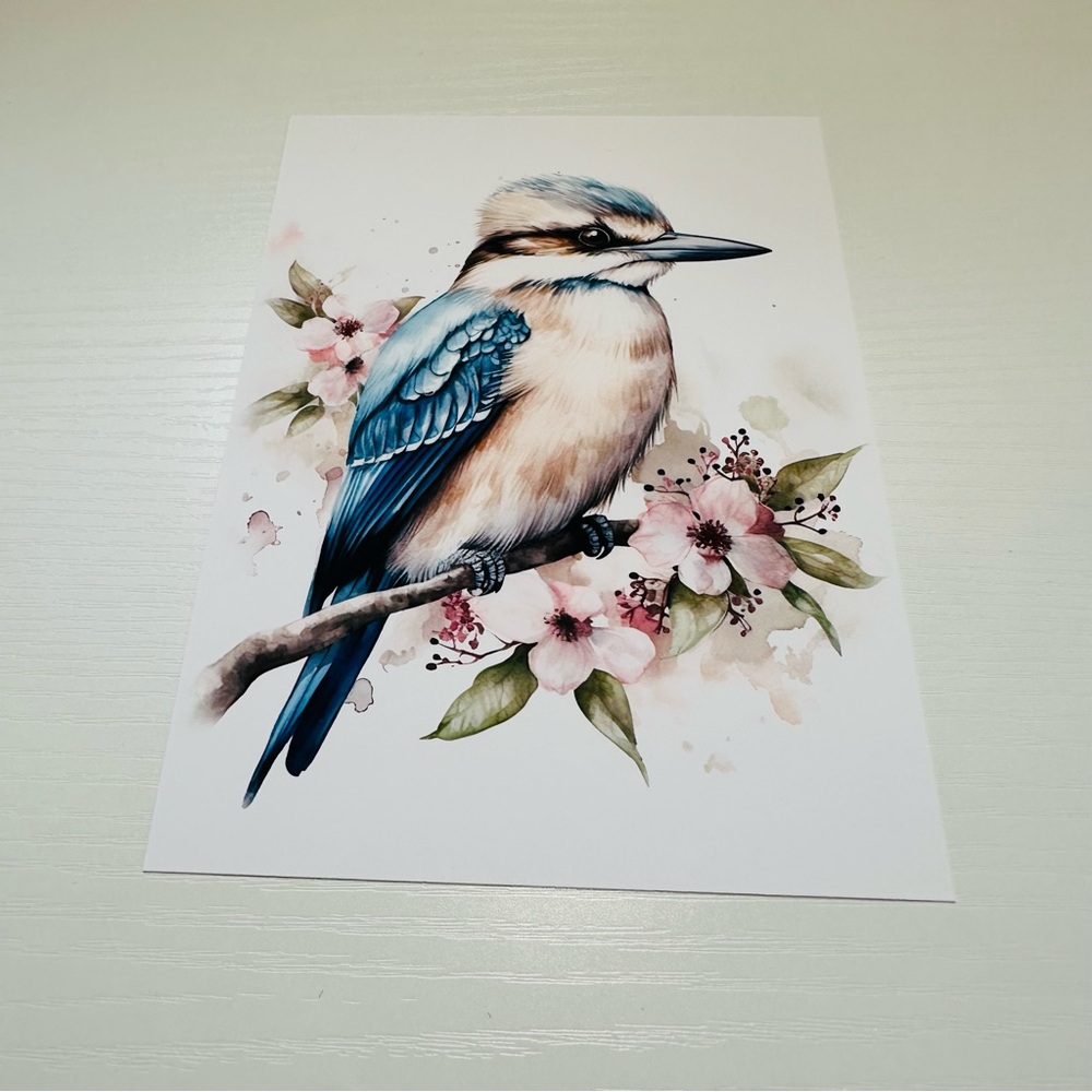 Watercolor Kookaburra Bird Portrait Wall Art Illustration Print Unframed - Picture 14 of 15